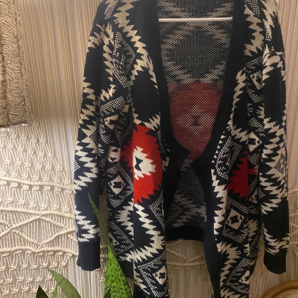 Luxe Tribal Aztec Sweater Cardigan Size 1X/2X